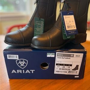 Ariat Kids Black Scout Zip Paddock Boots New in Box - Kids size 11